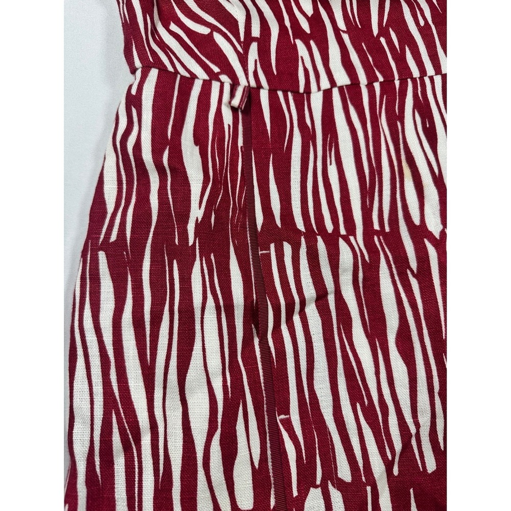 Max Mara Linen Red White Zebra Print Linen Sheath Dress Made in Italy Size 6 - Picture 3 of 8